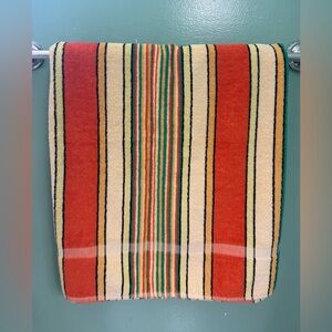 Vtg Cone Towel Orange, Green Striped Cotton Large 63”x 35.5” Made In USA Soft